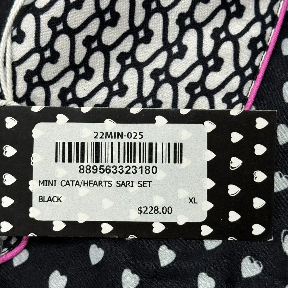 Roller Rabbit x Lele Sadoughi Black‎ Heart Pajamas PJ Set Womens XL NWT Shorts
